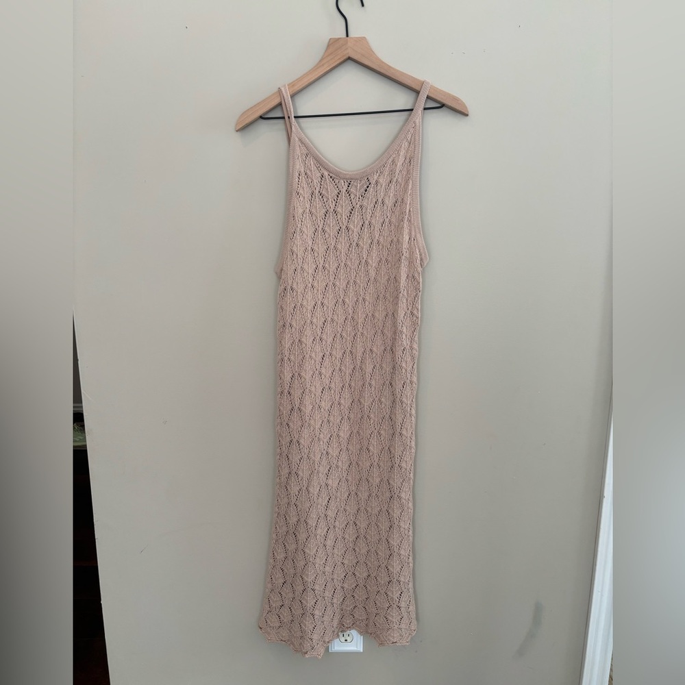 Rachel Zoe Beige Lace Crochet Midi Dress